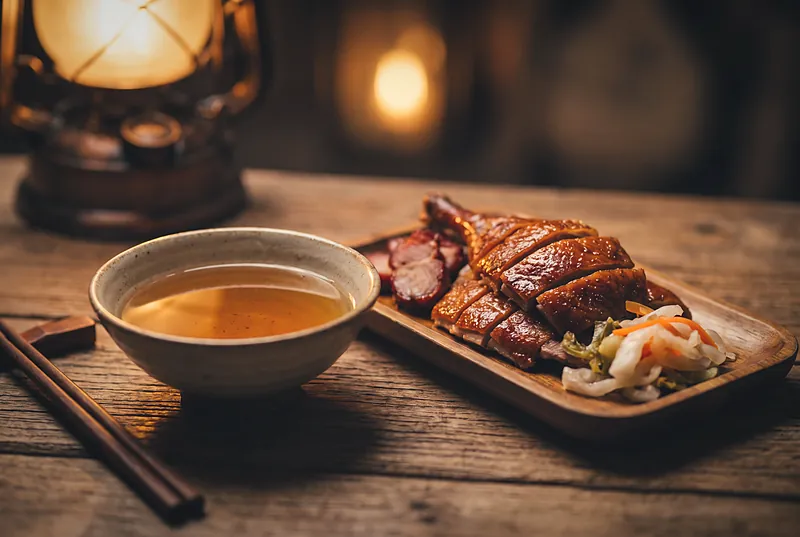 Wine and roast meat before the Begging Tower