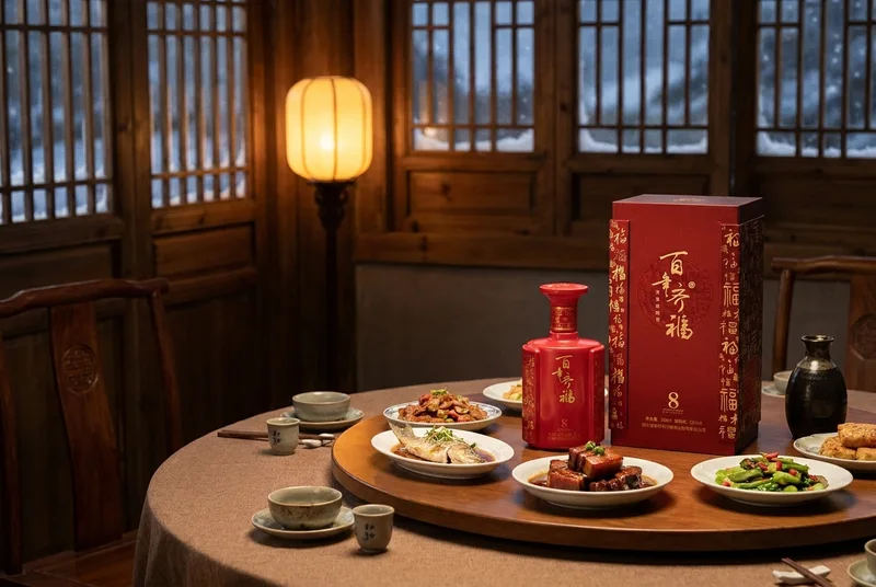 冬日家宴上的白酒与佳肴